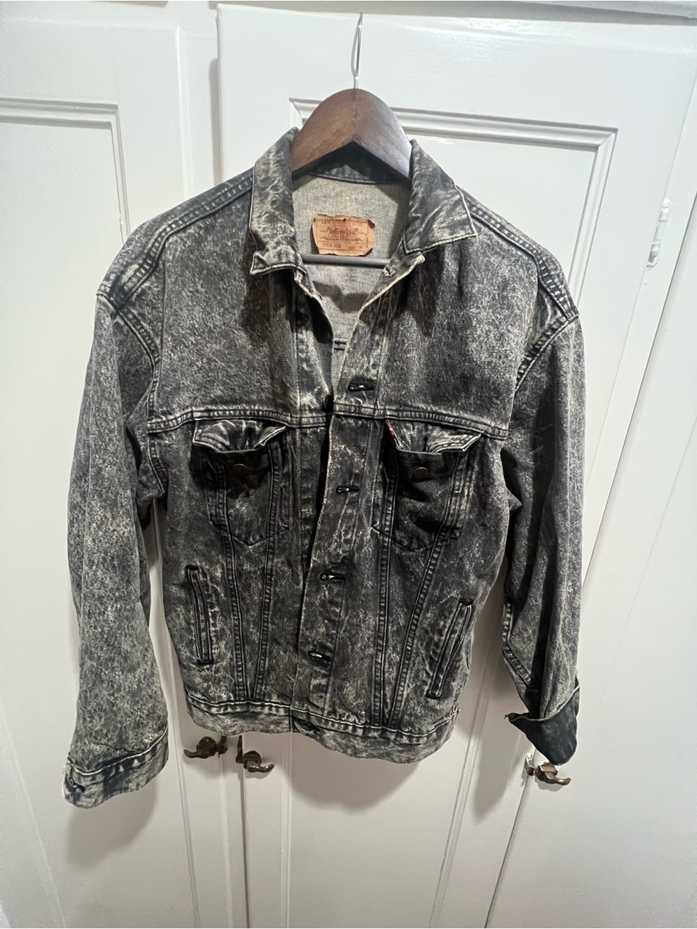 Men's Washed Black Denim Jacket - Casual Button-Up. Guns and Roses. GNR. VINTAGE